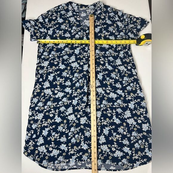 Time & Tru Cuffed Short Sleeve Belted Floral Shift Dress Size S ( 4-6) - Picture 9 of 12